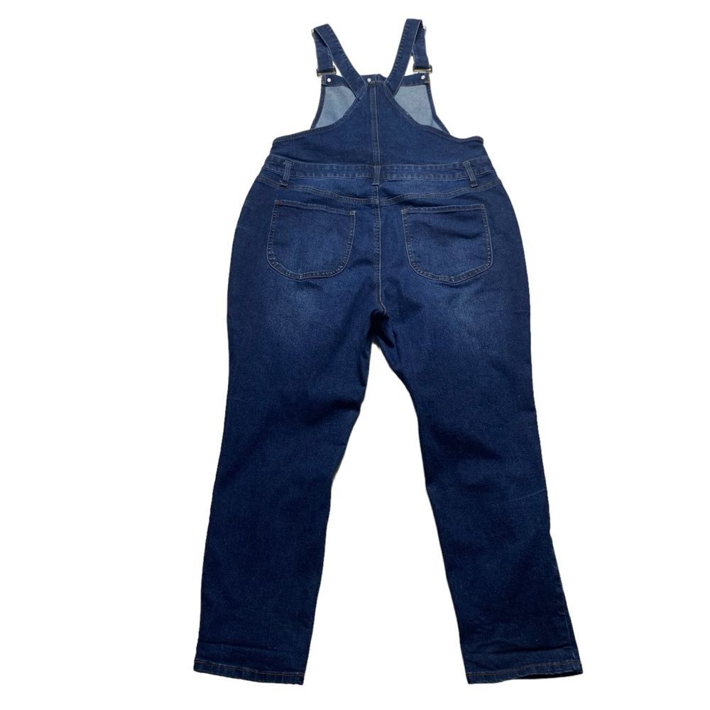 No Boundaries Distressed Denim Button Front Bib O… - image 3